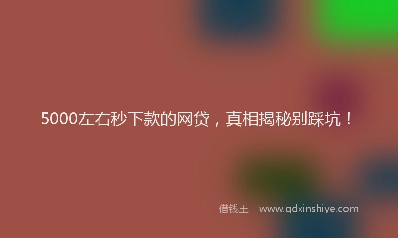5000左右秒下款的网贷，真相揭秘别踩坑！