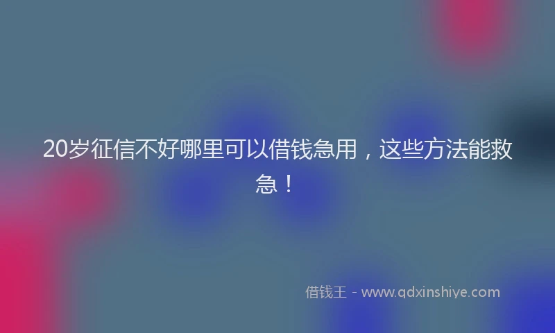 20岁征信不好哪里可以借钱急用，这些方法能救急！