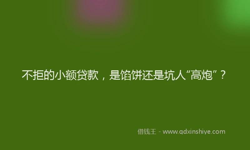 不拒的小额贷款，是馅饼还是坑人“高炮”？