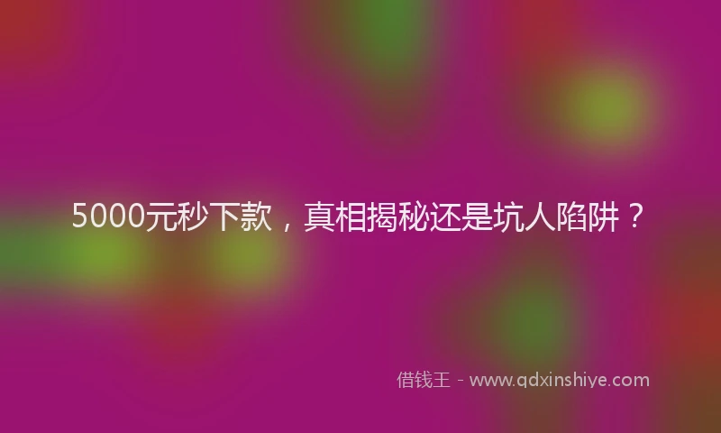 5000元秒下款，真相揭秘还是坑人陷阱？