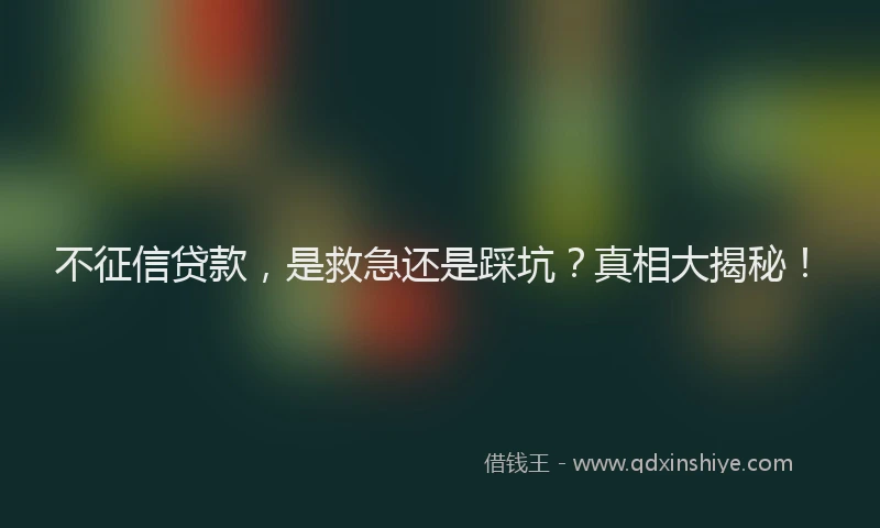 不征信贷款，是救急还是踩坑？真相大揭秘！
