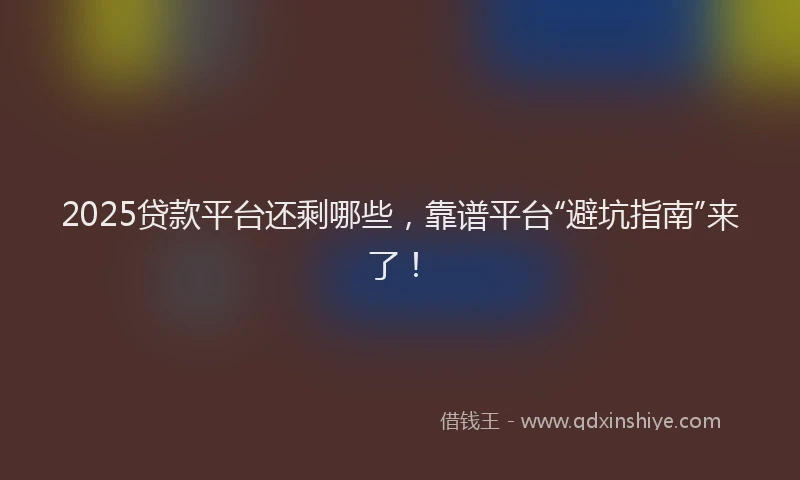 2025贷款平台还剩哪些，靠谱平台“避坑指南”来了！