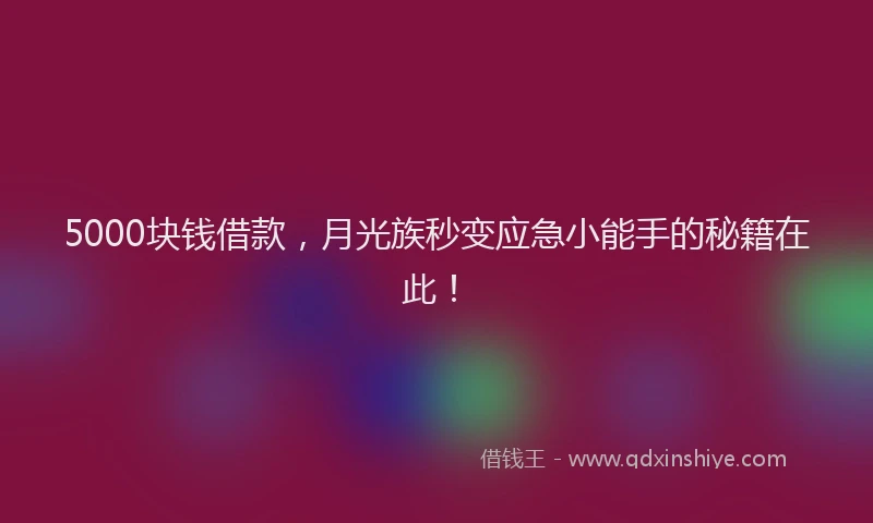 5000块钱借款，月光族秒变应急小能手的秘籍在此！