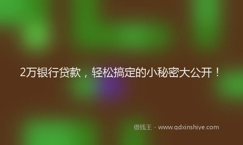 2万银行贷款，轻松搞定的小秘密大公开！