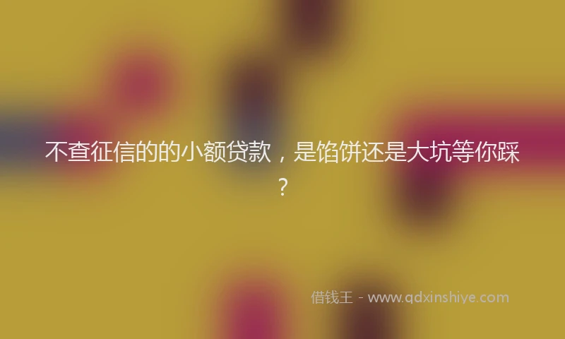 不查征信的的小额贷款，是馅饼还是大坑等你踩？