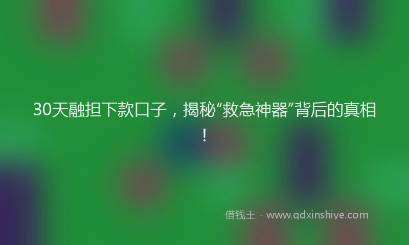 30天融担下款口子，揭秘“救急神器”背后的真相！