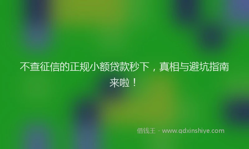 不查征信的正规小额贷款秒下，真相与避坑指南来啦！