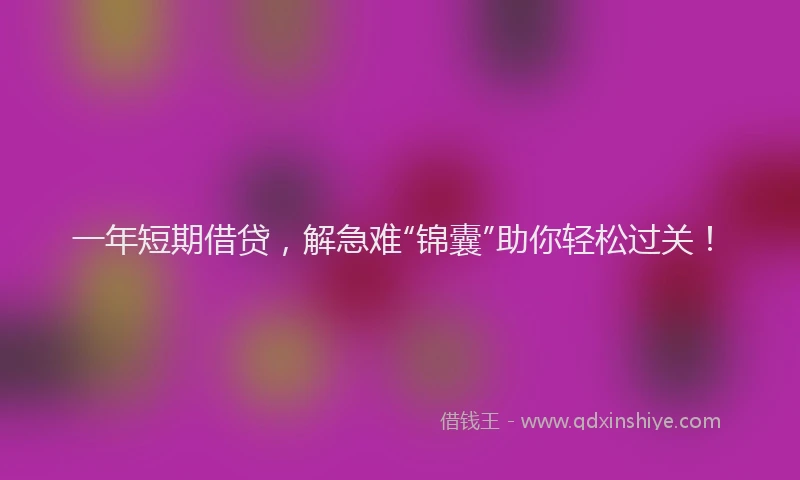 一年短期借贷，解急难“锦囊”助你轻松过关！