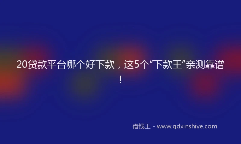 20贷款平台哪个好下款，这5个“下款王”亲测靠谱！