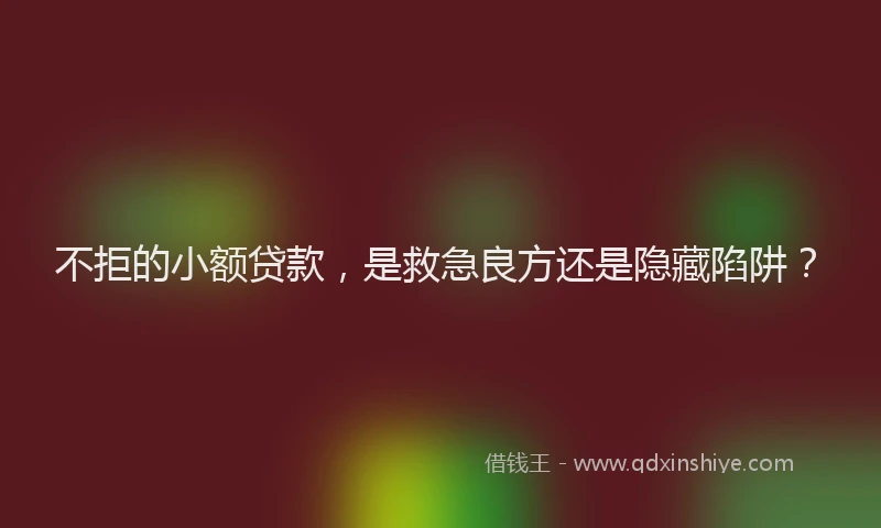 不拒的小额贷款，是救急良方还是隐藏陷阱？