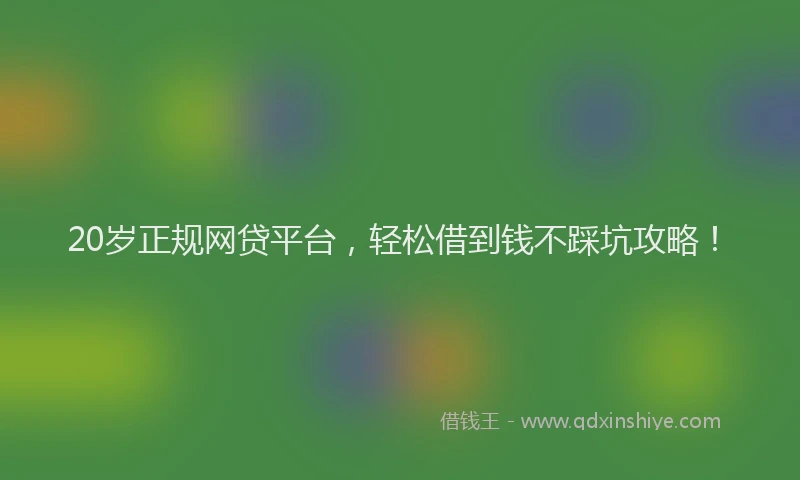 20岁正规网贷平台，轻松借到钱不踩坑攻略！