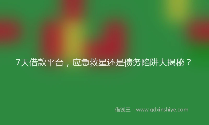 7天借款平台，应急救星还是债务陷阱大揭秘？