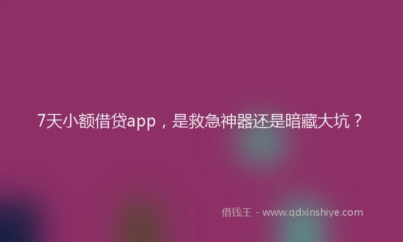 7天小额借贷app，是救急神器还是暗藏大坑？