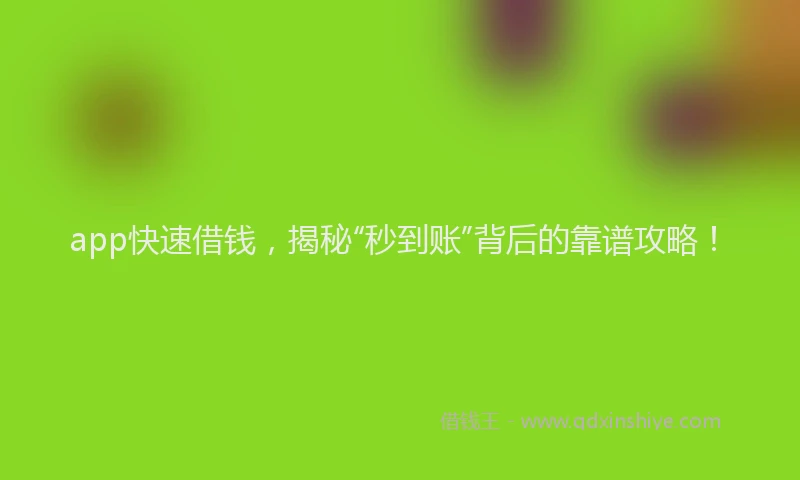 app快速借钱，揭秘“秒到账”背后的靠谱攻略！