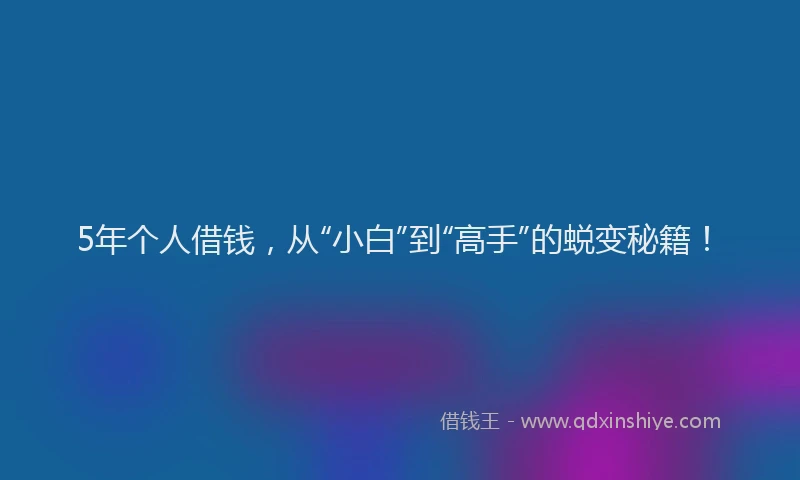 5年个人借钱，从“小白”到“高手”的蜕变秘籍！