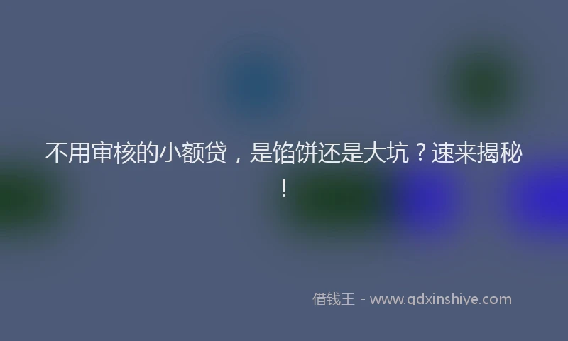 不用审核的小额贷，是馅饼还是大坑？速来揭秘！