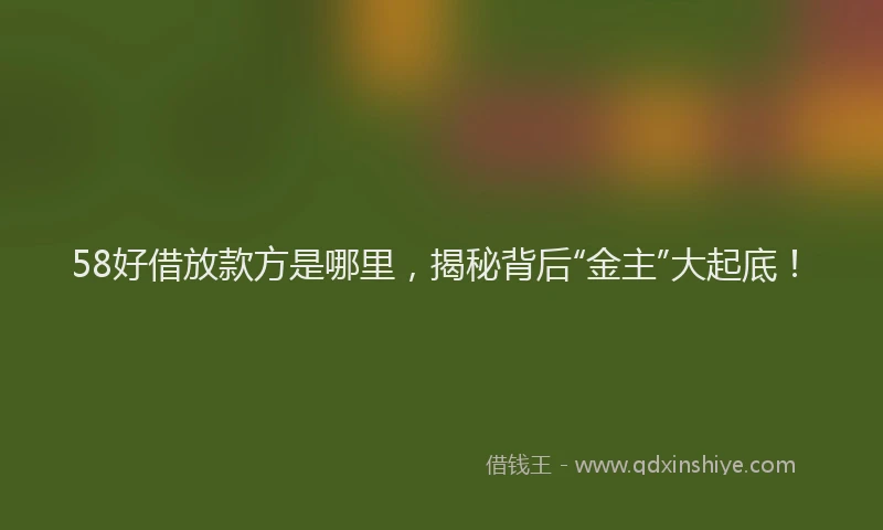 58好借放款方是哪里，揭秘背后“金主”大起底！