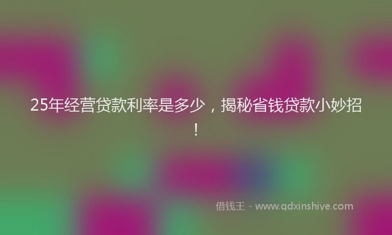 25年经营贷款利率是多少，揭秘省钱贷款小妙招！