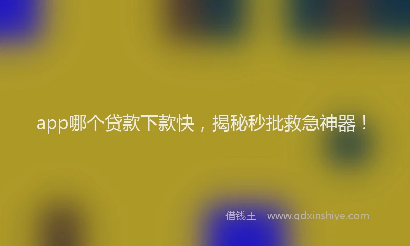 app哪个贷款下款快，揭秘秒批救急神器！