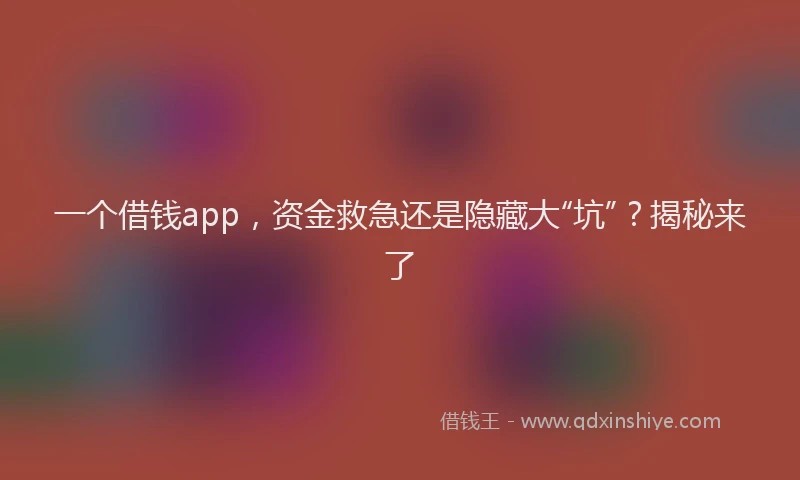 一个借钱app，资金救急还是隐藏大“坑”？揭秘来了