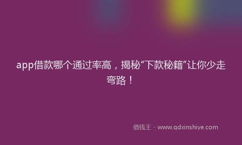 app借款哪个通过率高，揭秘“下款秘籍”让你少走弯路！