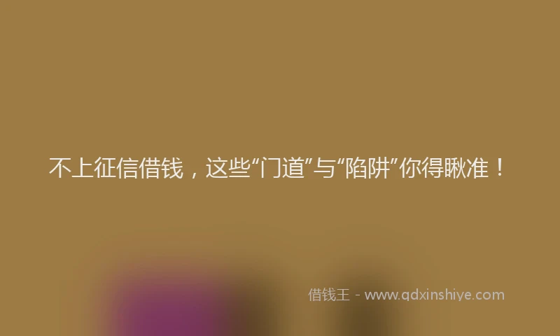 不上征信借钱，这些“门道”与“陷阱”你得瞅准！