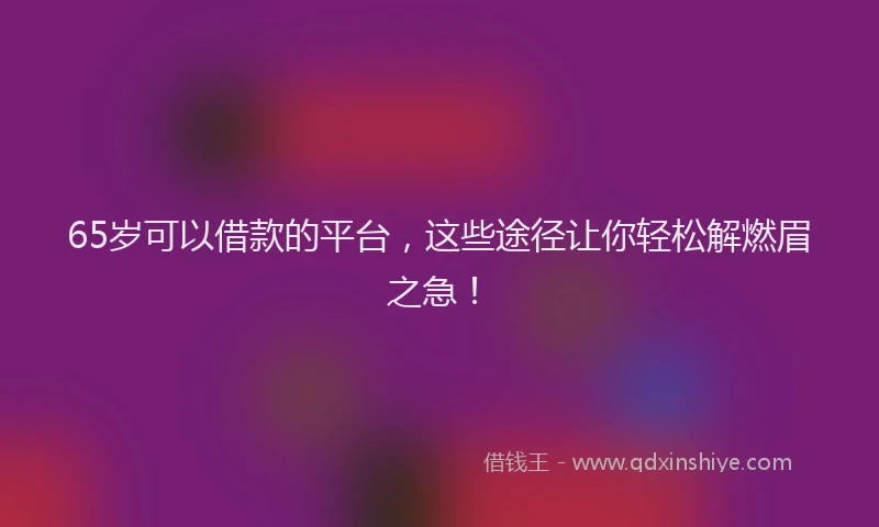 65岁可以借款的平台，这些途径让你轻松解燃眉之急！
