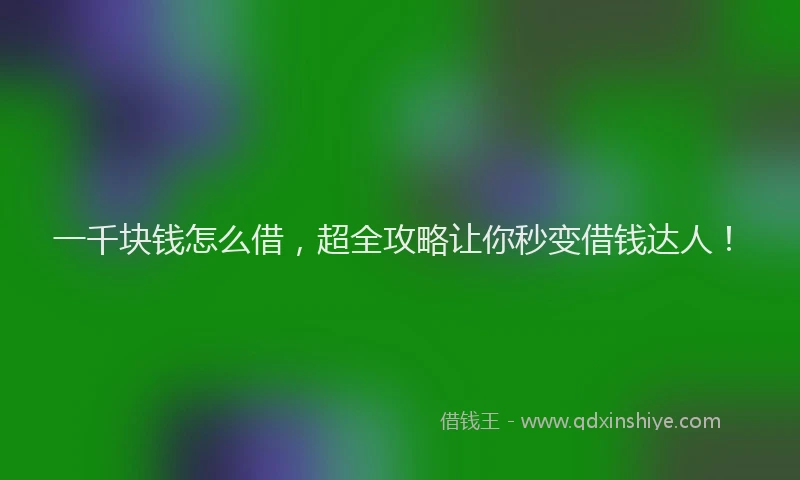 一千块钱怎么借，超全攻略让你秒变借钱达人！