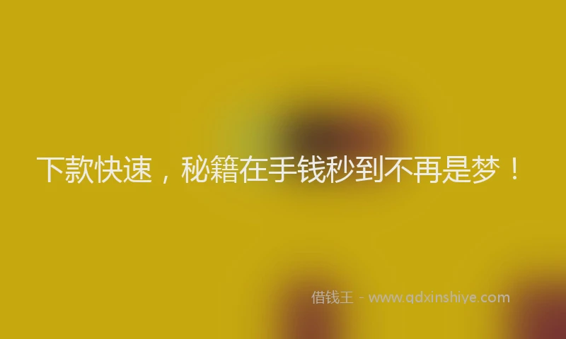 下款快速，秘籍在手钱秒到不再是梦！