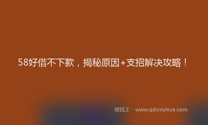 58好借不下款，揭秘原因+支招解决攻略！
