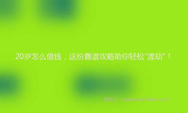 20岁怎么借钱，这份靠谱攻略助你轻松“渡劫”！