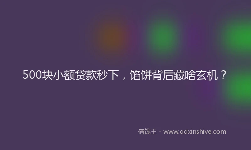 500块小额贷款秒下，馅饼背后藏啥玄机？