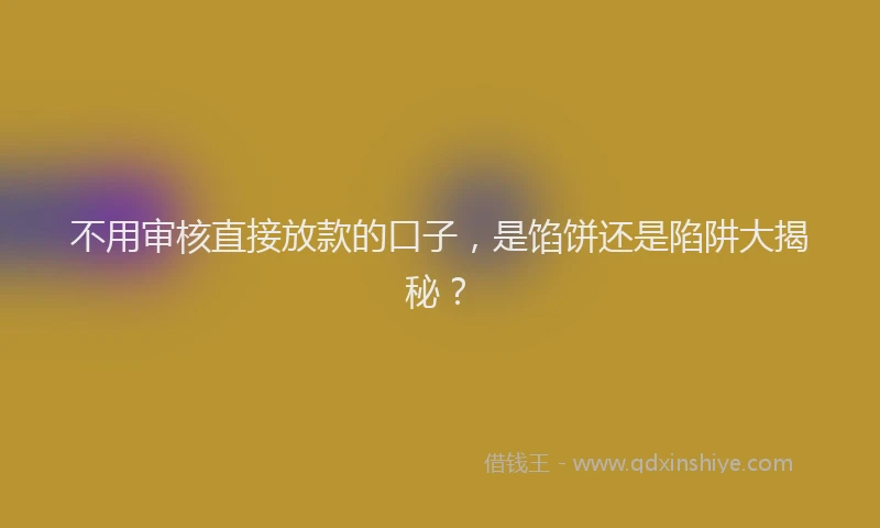 不用审核直接放款的口子，是馅饼还是陷阱大揭秘？