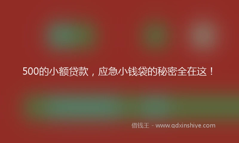 500的小额贷款，应急小钱袋的秘密全在这！