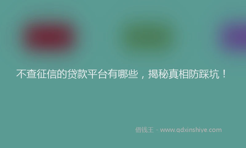 不查征信的贷款平台有哪些，揭秘真相防踩坑！
