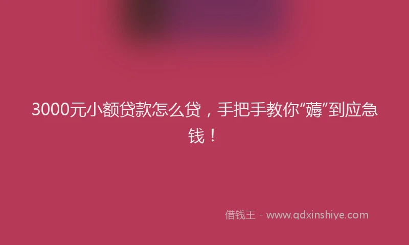3000元小额贷款怎么贷，手把手教你“薅”到应急钱！
