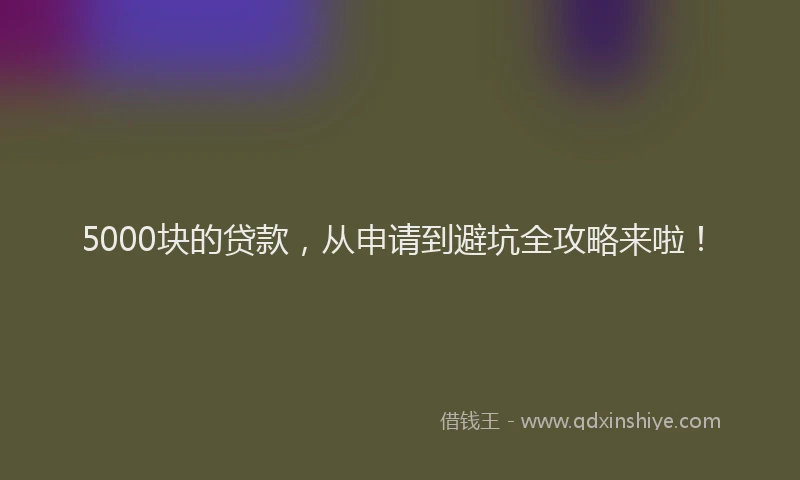 5000块的贷款，从申请到避坑全攻略来啦！