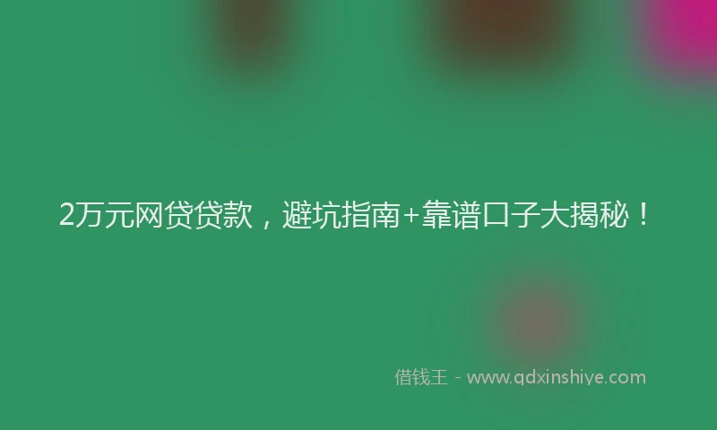 2万元网贷贷款，避坑指南+靠谱口子大揭秘！