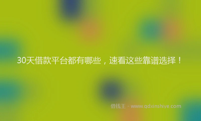 30天借款平台都有哪些，速看这些靠谱选择！