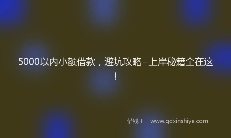 5000以内小额借款，避坑攻略+上岸秘籍全在这！