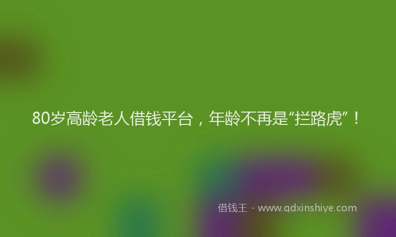 80岁高龄老人借钱平台，年龄不再是“拦路虎”！