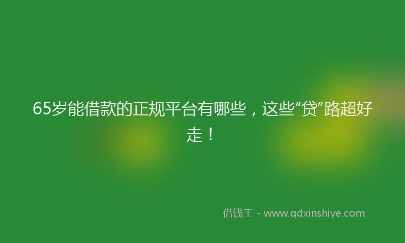 65岁能借款的正规平台有哪些，这些“贷”路超好走！
