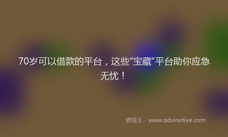70岁可以借款的平台，这些“宝藏”平台助你应急无忧！