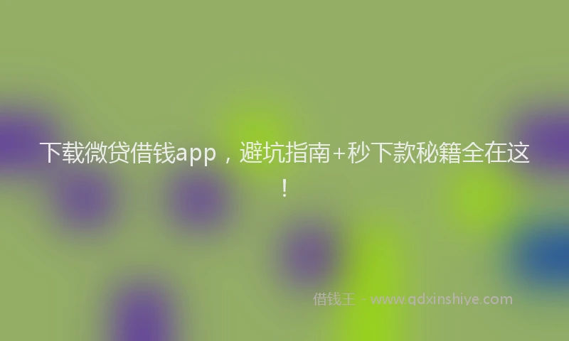 下载微贷借钱app，避坑指南+秒下款秘籍全在这！