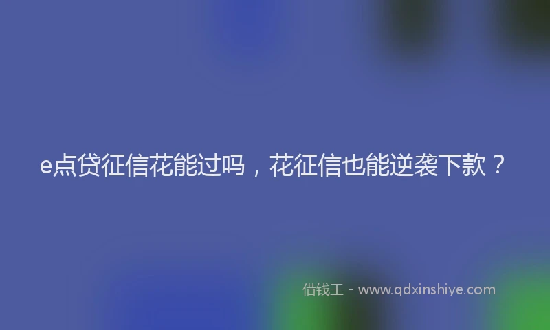 e点贷征信花能过吗，花征信也能逆袭下款？