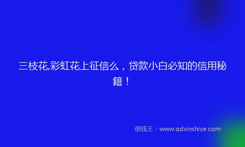 三枝花,彩虹花上征信么，贷款小白必知的信用秘籍！