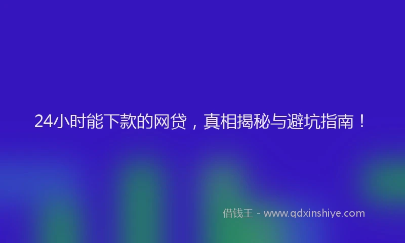 24小时能下款的网贷，真相揭秘与避坑指南！