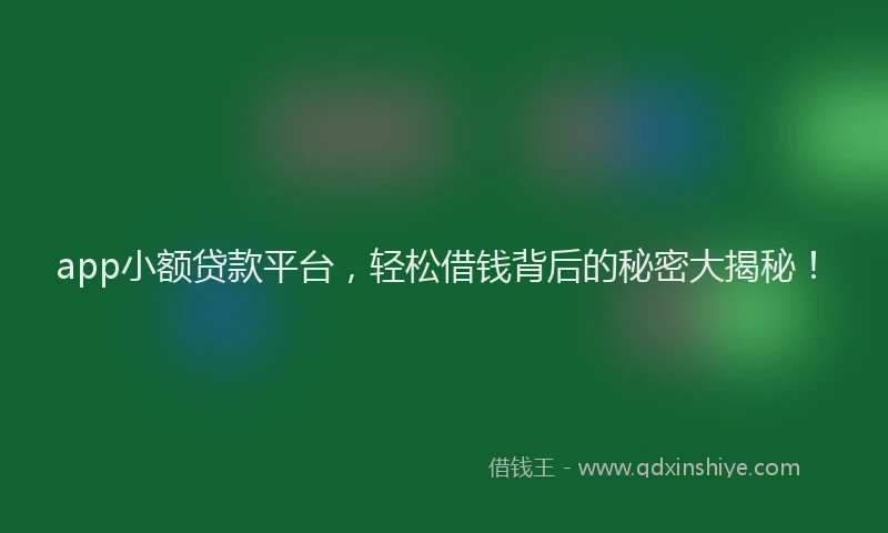 app小额贷款平台，轻松借钱背后的秘密大揭秘！