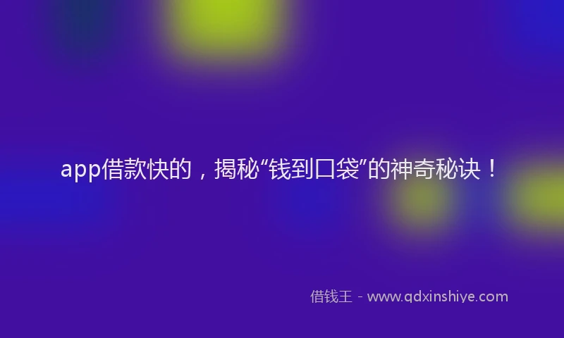 app借款快的，揭秘“钱到口袋”的神奇秘诀！