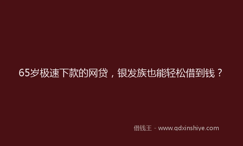 65岁极速下款的网贷，银发族也能轻松借到钱？